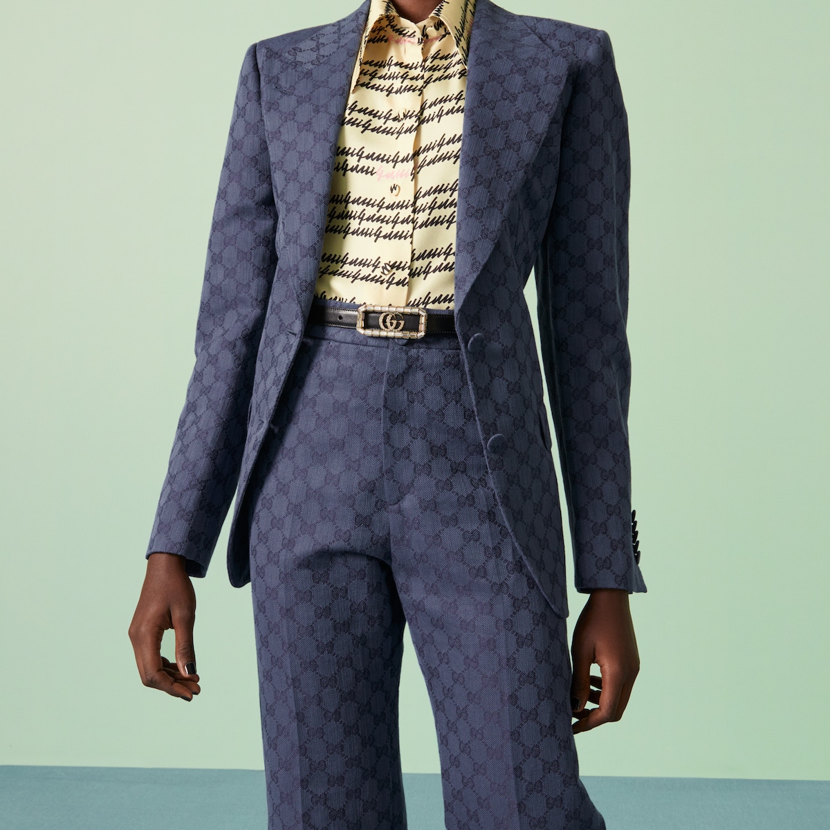 Thin belt with crystal Double G buckle - Image 3